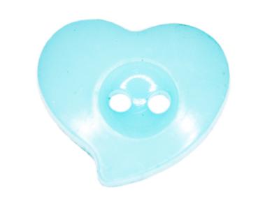 Kids button as heart made of plastic in light blue 13 mm 0,51 inch